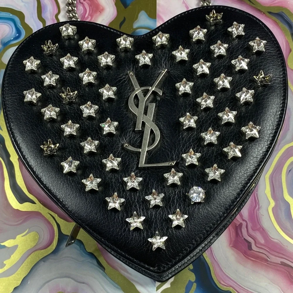 Yves Saint Laurent Black Heart Crossbody with Stars - Picture 2 of 9